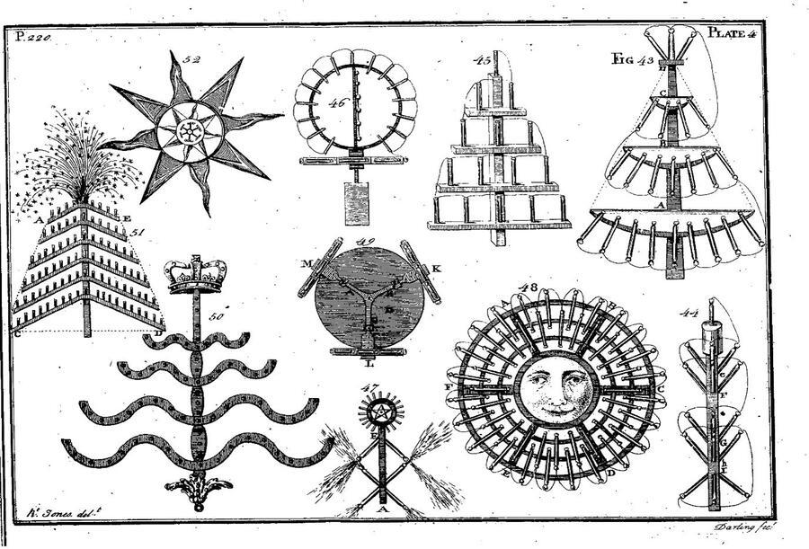 Firework designs from the Georgian period.